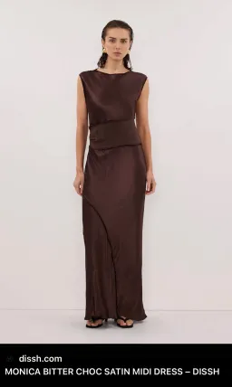 DISSH Monica Bitter Chocolate Satin Midi Dress for rent on The Volte - image 1