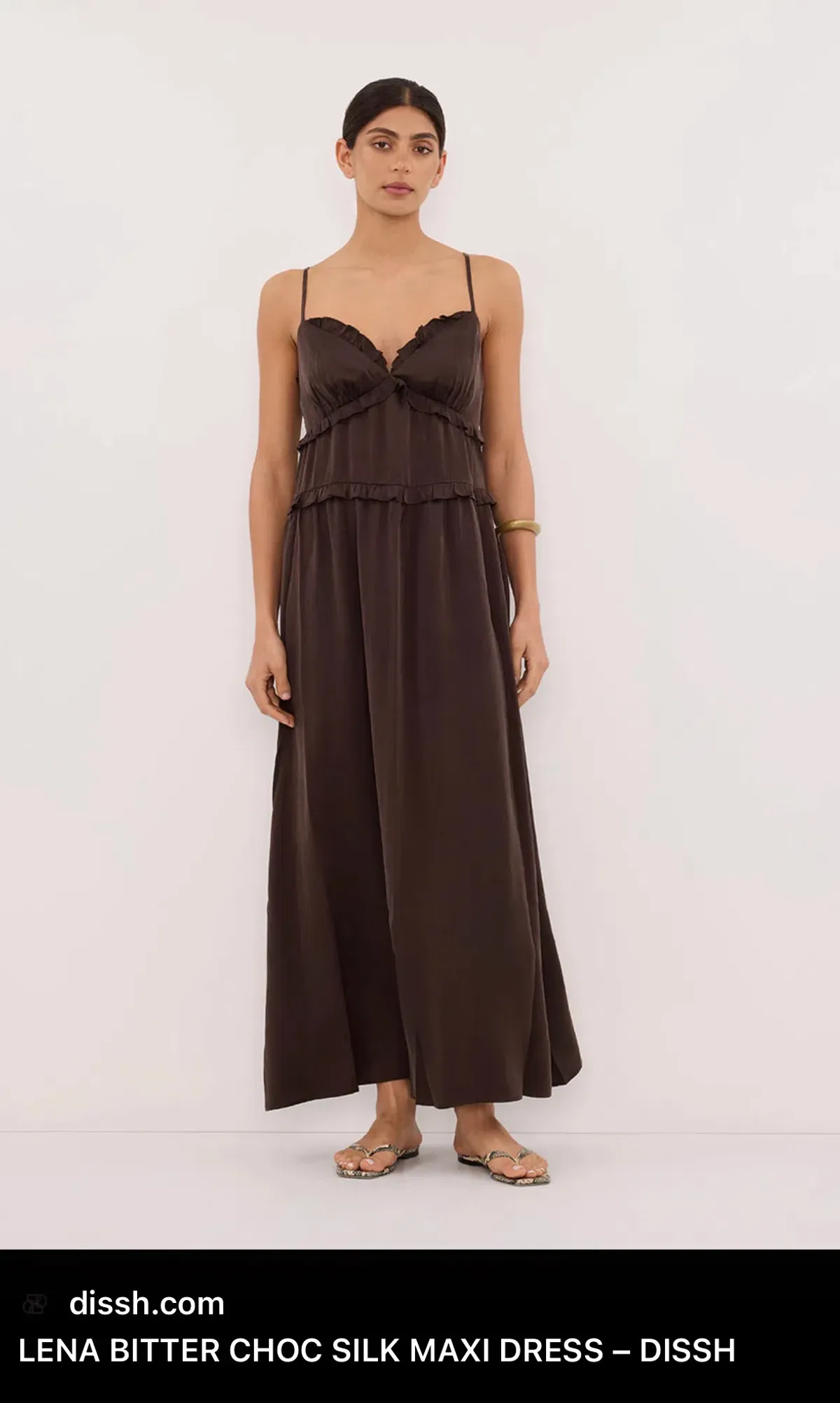 DISSH Lena Bitter Choc Silk Maxi Dress - Image 1