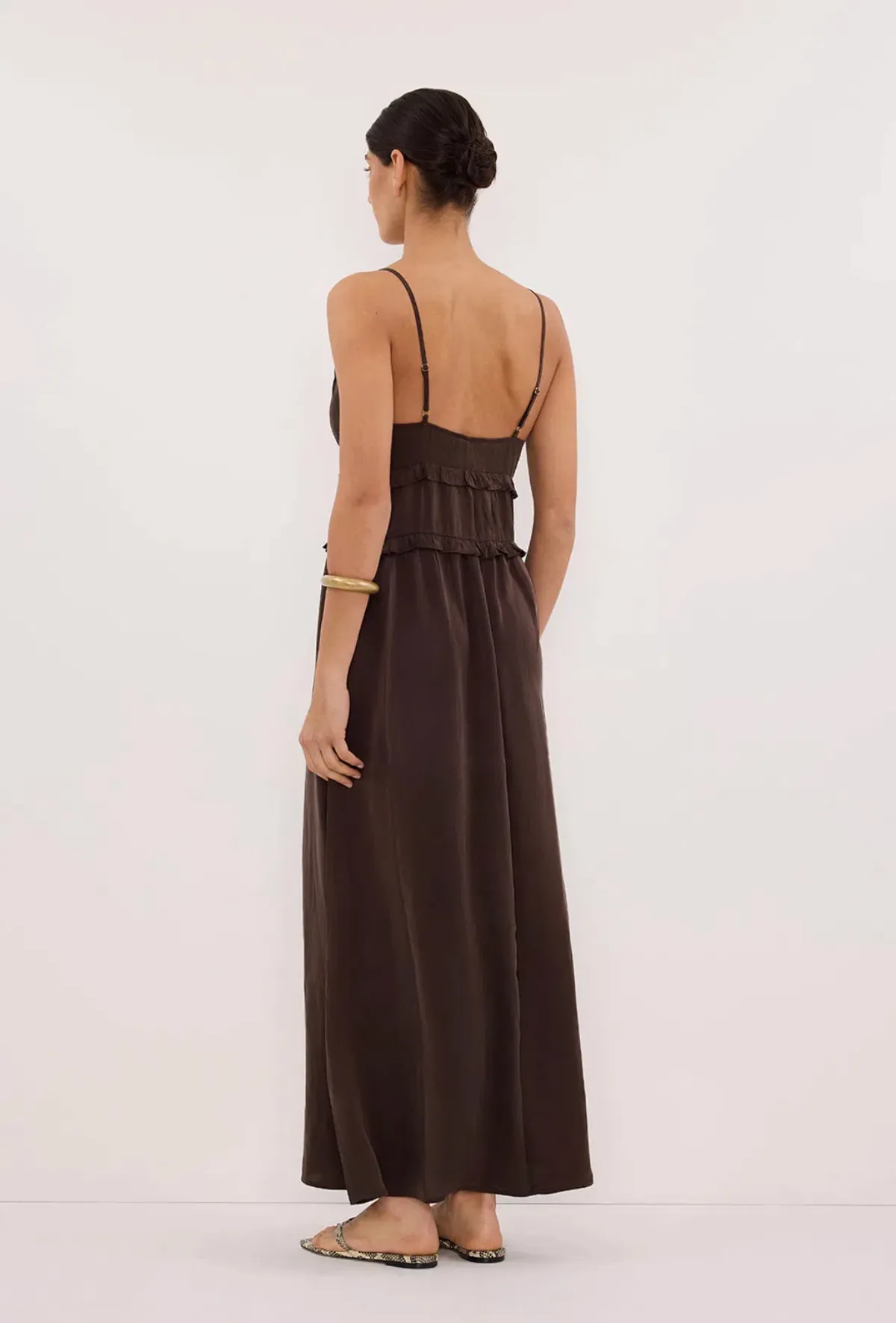DISSH Lena Bitter Choc Silk Maxi Dress - Image 2