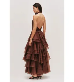 Aje Fayette Gown in Dark Chocolate Size S/AU8 for rent on The Volte - image 3