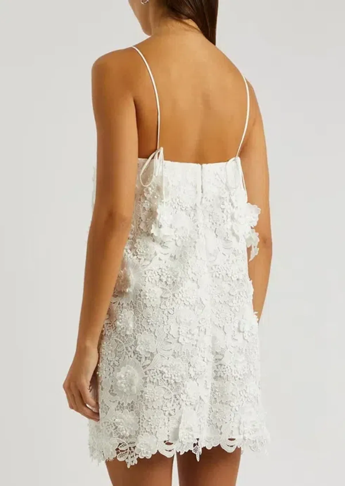 Zimmermann Raie Lace Flower Mini Dress Ivory Size 1 / AU 10 - Image 6