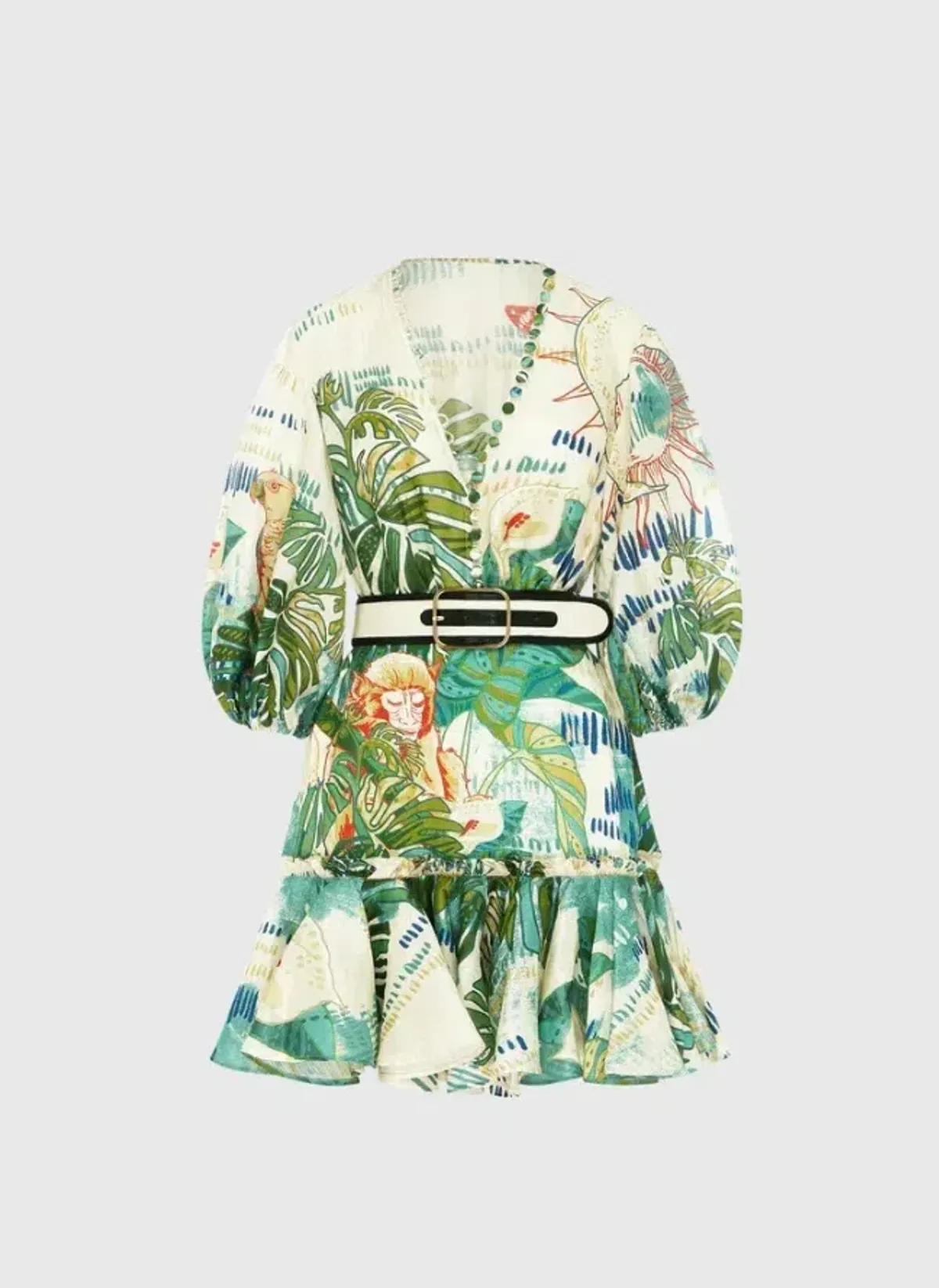 LEO LIN Tropical Silk Linen Mini Dress Size AU 12 - Image 6