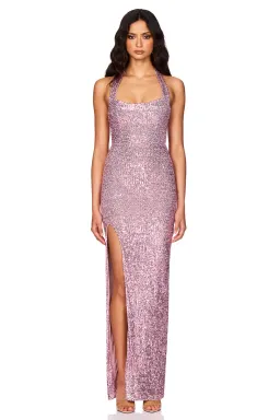 Nookie Fantasy Floor Length Gown in Rose Sequin Size M / AU 10 for rent on The Volte - image 1