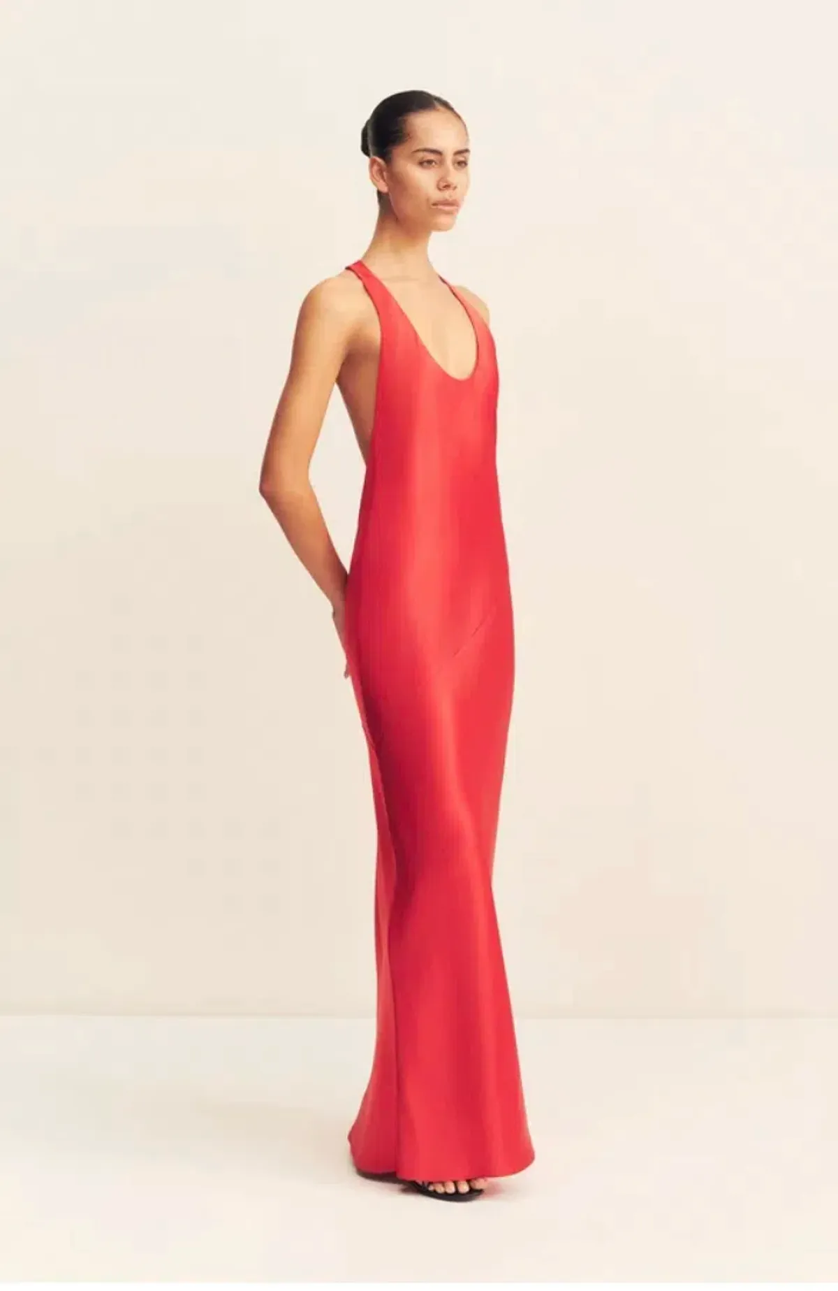 Shona Joy Savanna racer back maxi dress in chilli size 8 - Image 2