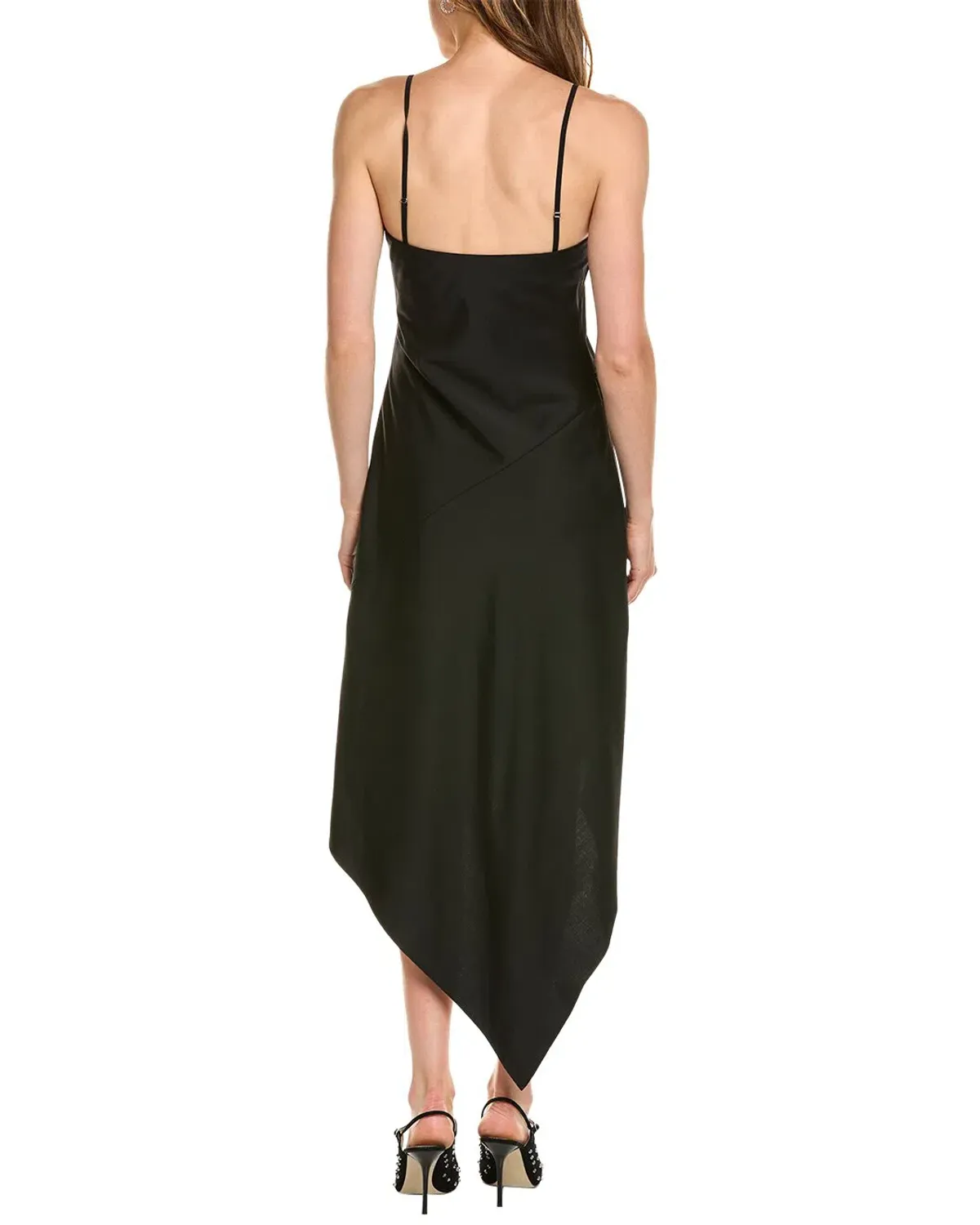 Helmut Lang Scarf Hem Midi Dress | Black | Size US 4 / AU 10 | Removable Straps | Work Function, Cocktail - Image 2