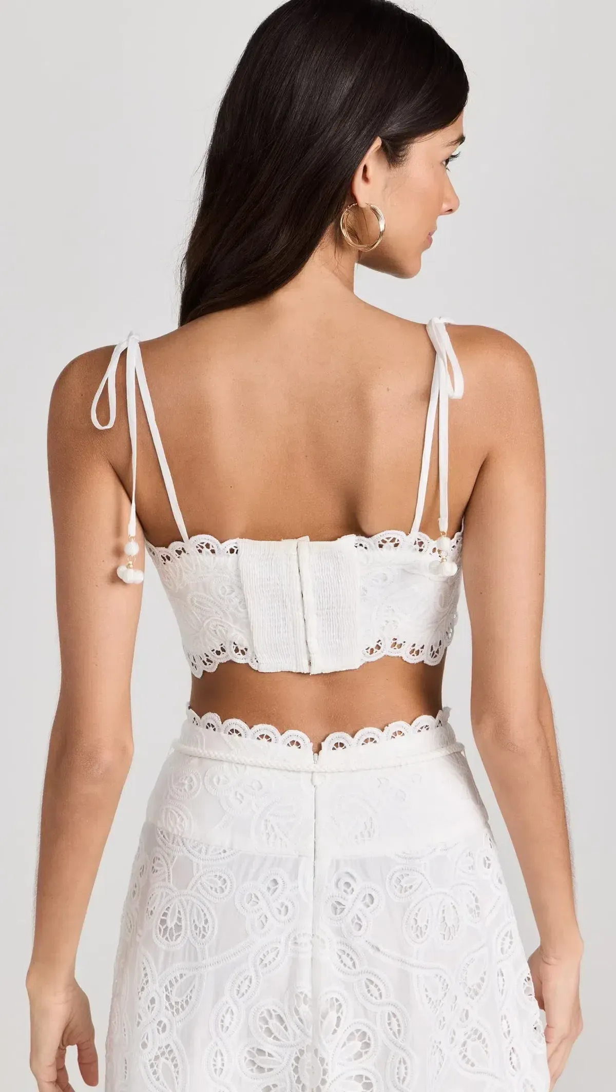 Zimmermann Ottie Cotton Guipure Lace Midi Skirt And Embroidered Bodice Set Ivory Size 0/Au 8 - Image 4