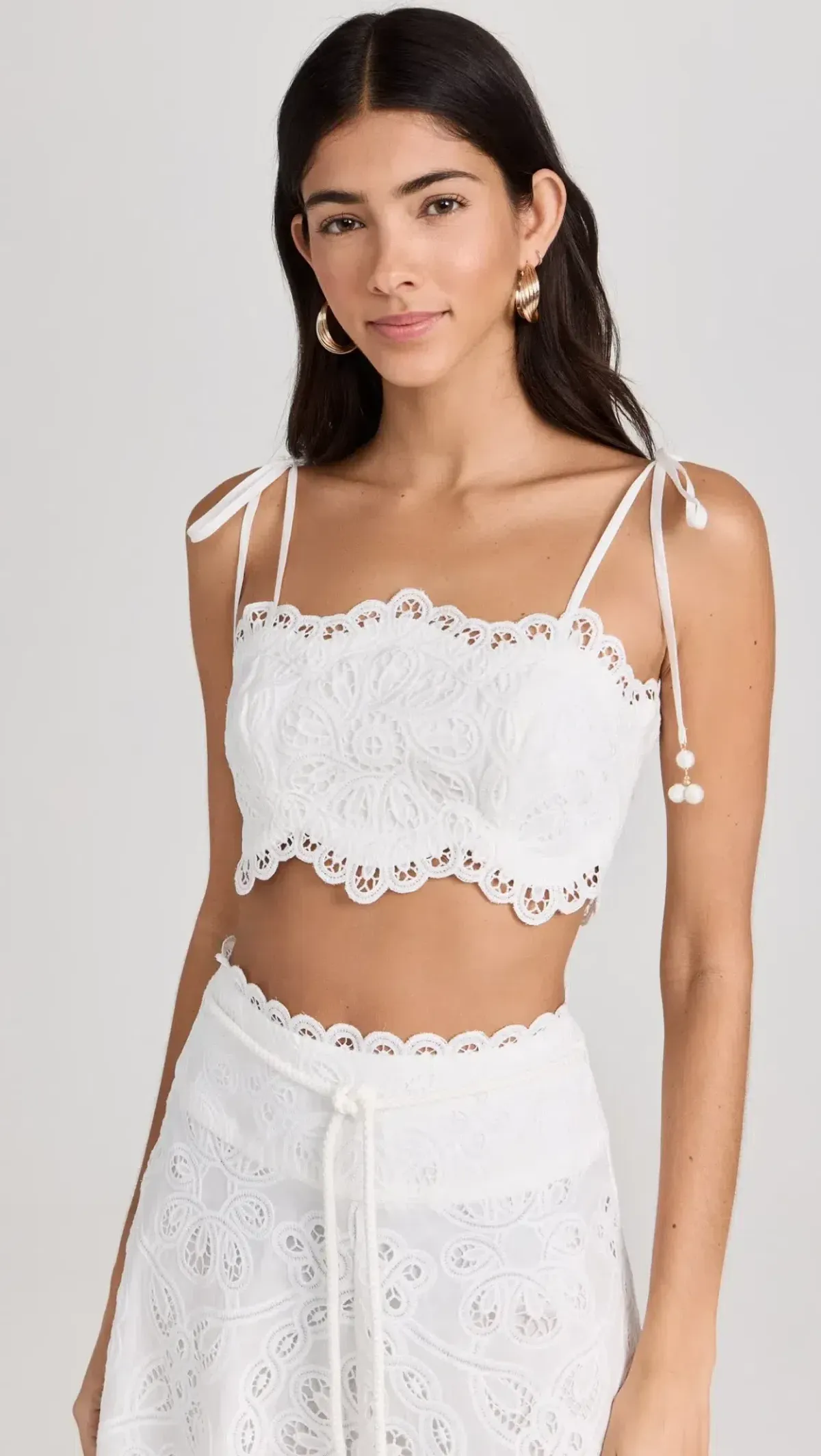 Zimmermann Ottie Cotton Guipure Lace Midi Skirt And Embroidered Bodice Set Ivory Size 0/Au 8 - Image 5