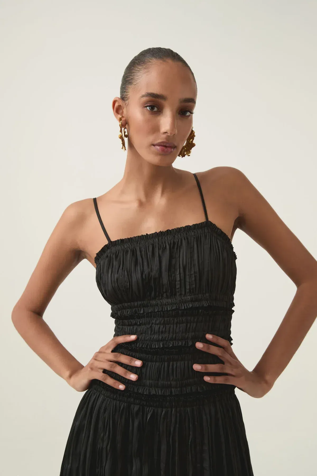 AJE DEWDROP LAYERED SATIN GOWN BLACK SIZE 6 - Image 2