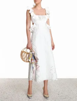 Zimmermann Super Eight Embroidered Midi Dress Ivory Size 0 / AU 8 for rent on The Volte - image 3