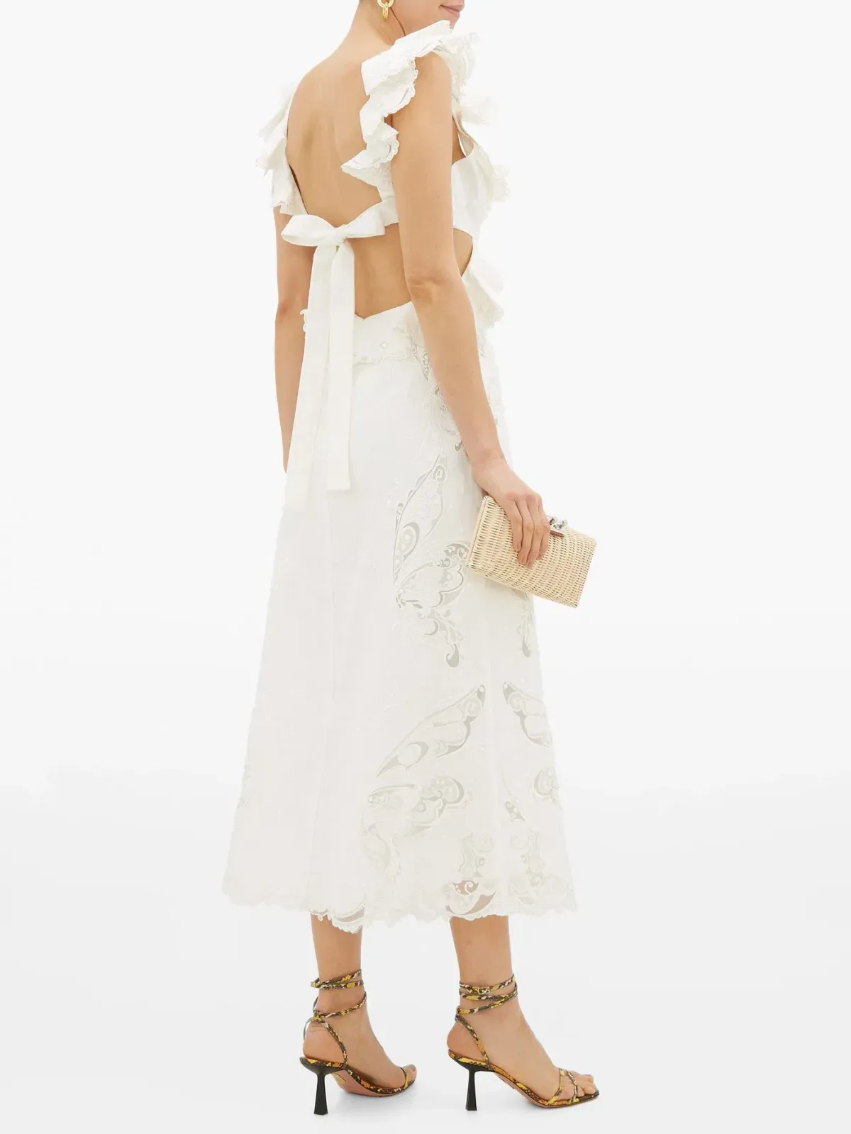 Zimmermann Super Eight Embroidered Midi Dress Ivory Size 0 / AU 8 - Image 4