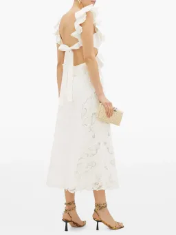 Zimmermann Super Eight Embroidered Midi Dress Ivory Size 0 / AU 8 for rent on The Volte - image 4