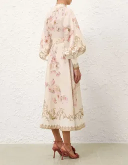 Zimmermann Hypnotic Buttoned Midi Dress Cream Peony Size 2 / Size AU 12 for rent on The Volte - image 3