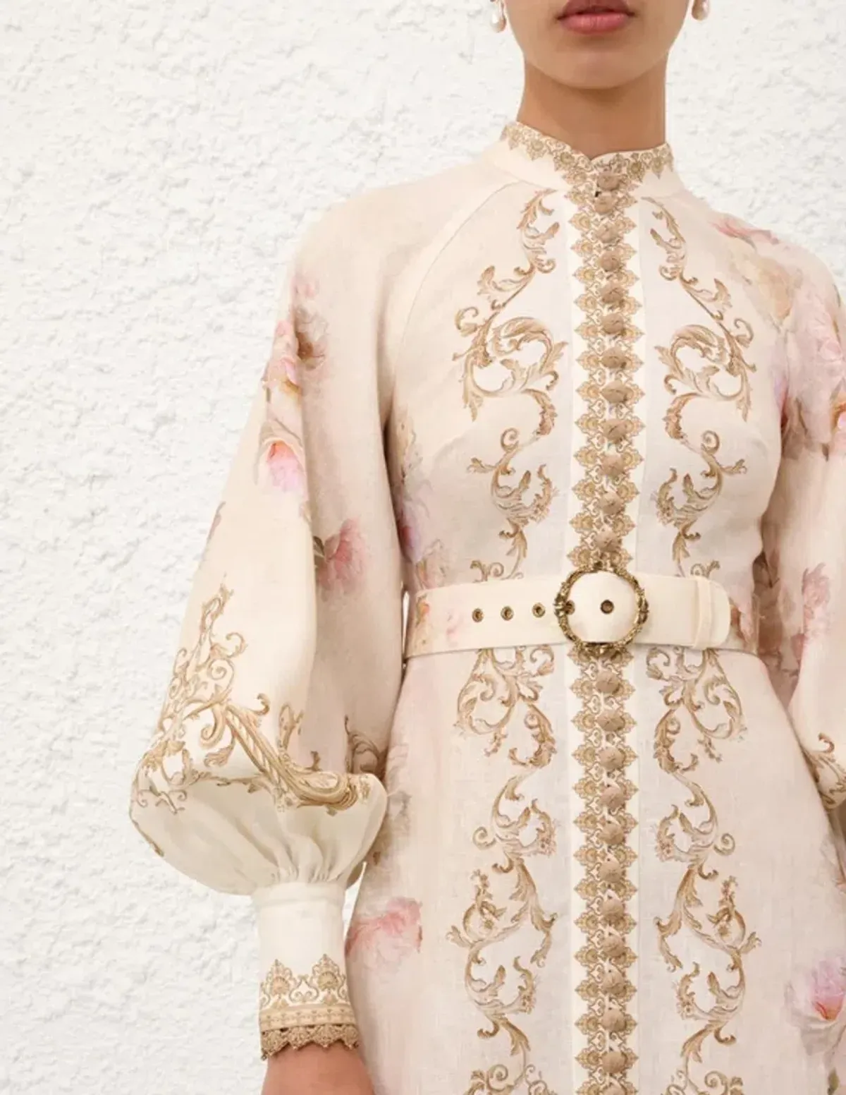 Zimmermann Hypnotic Buttoned Midi Dress Cream Peony Size 2 / Size AU 12 - Image 2