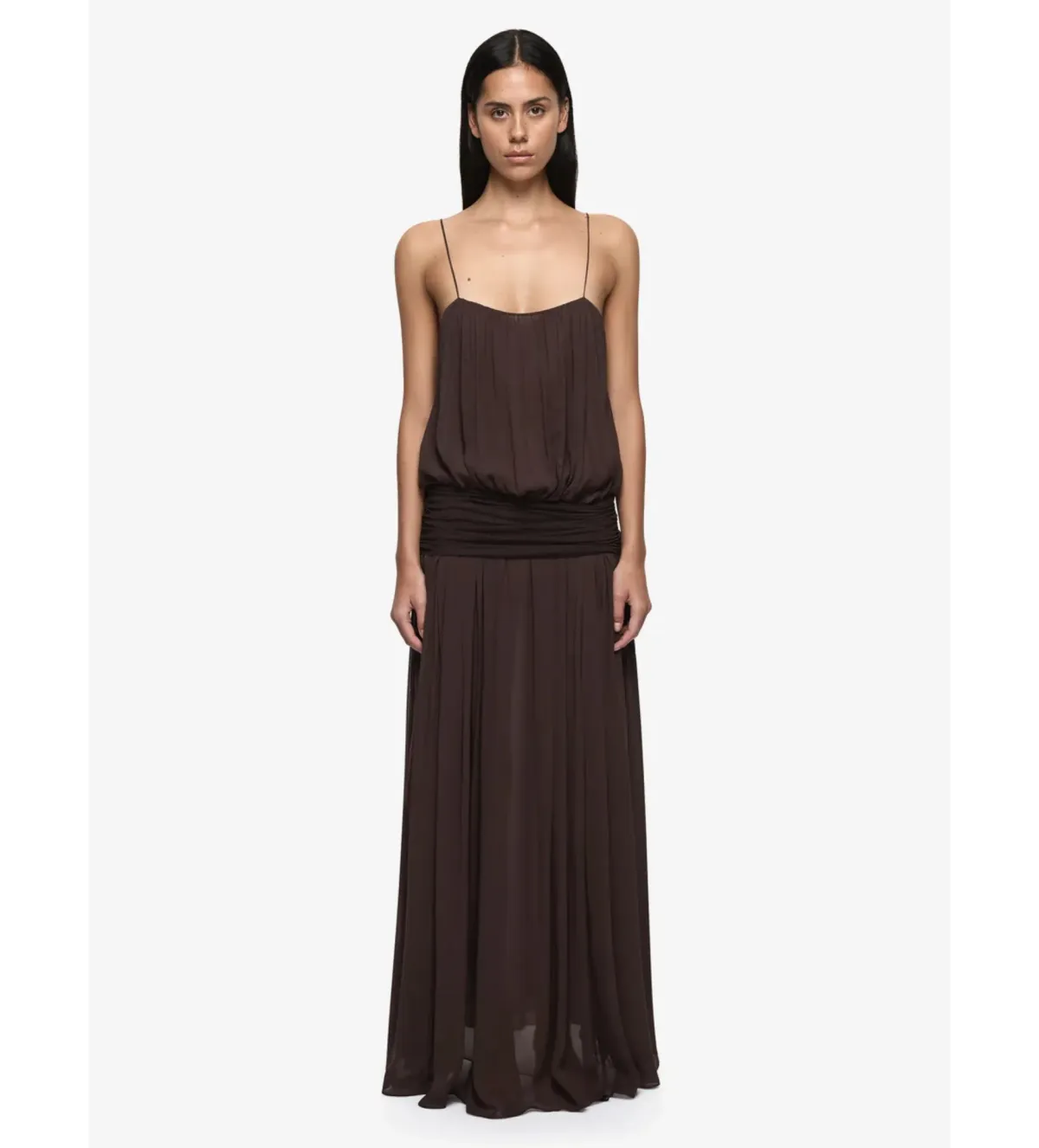 Bec & Bridge Camille Blouson Maxi Dress in Dark Chocolate Size AU6 - Image 1