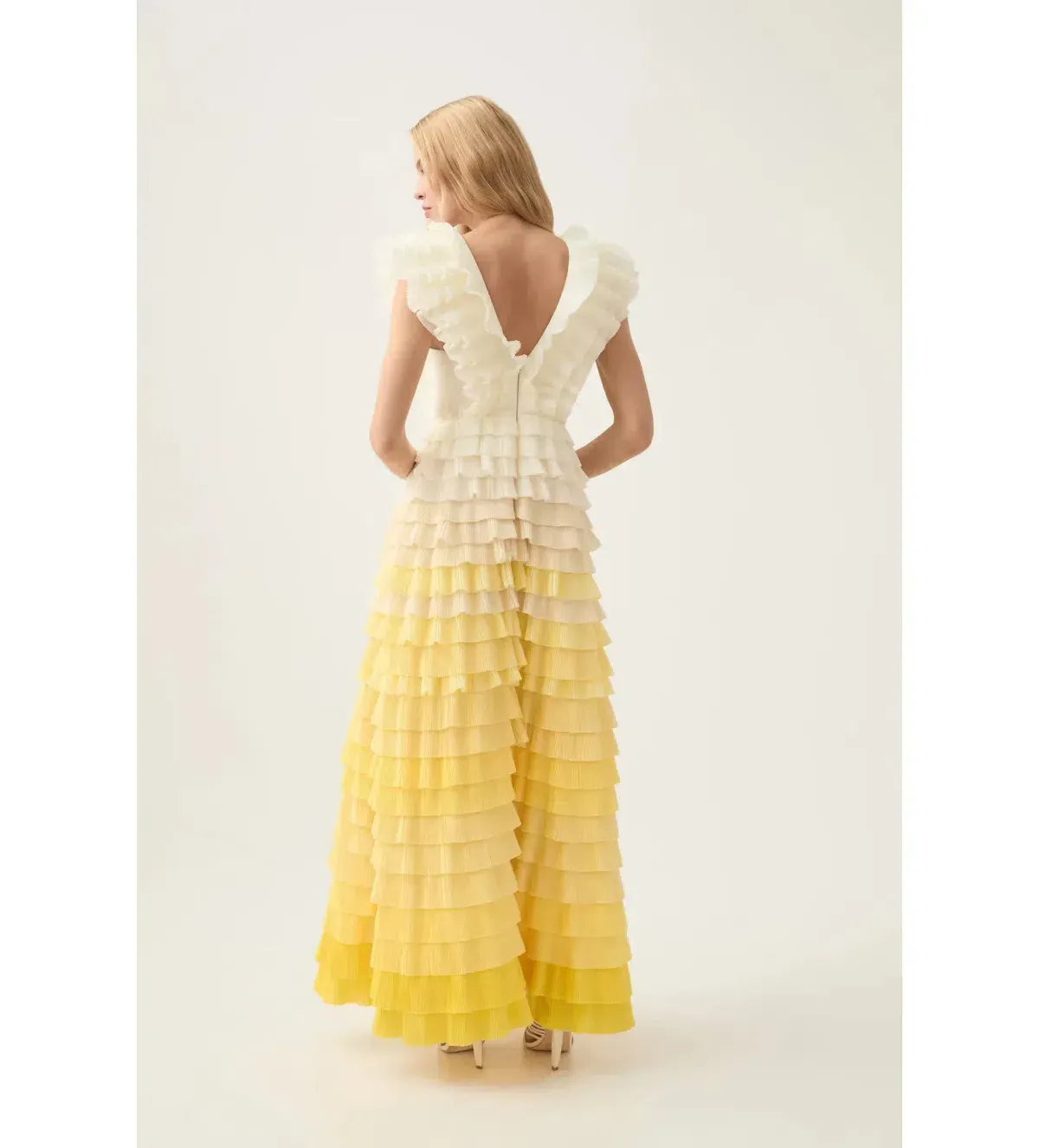 Aje Reflection Ombre Gown Ivory Acacia Yellow Maxi Size 10 - Image 3