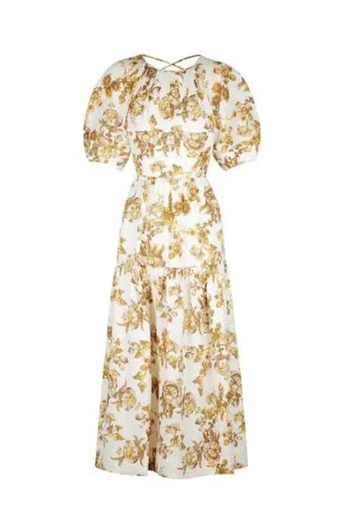 SHONA JOY BELLA LINEN SHORT SLEEVE MIDI DRESS FLORAL SIZE 8 / S - Image 6