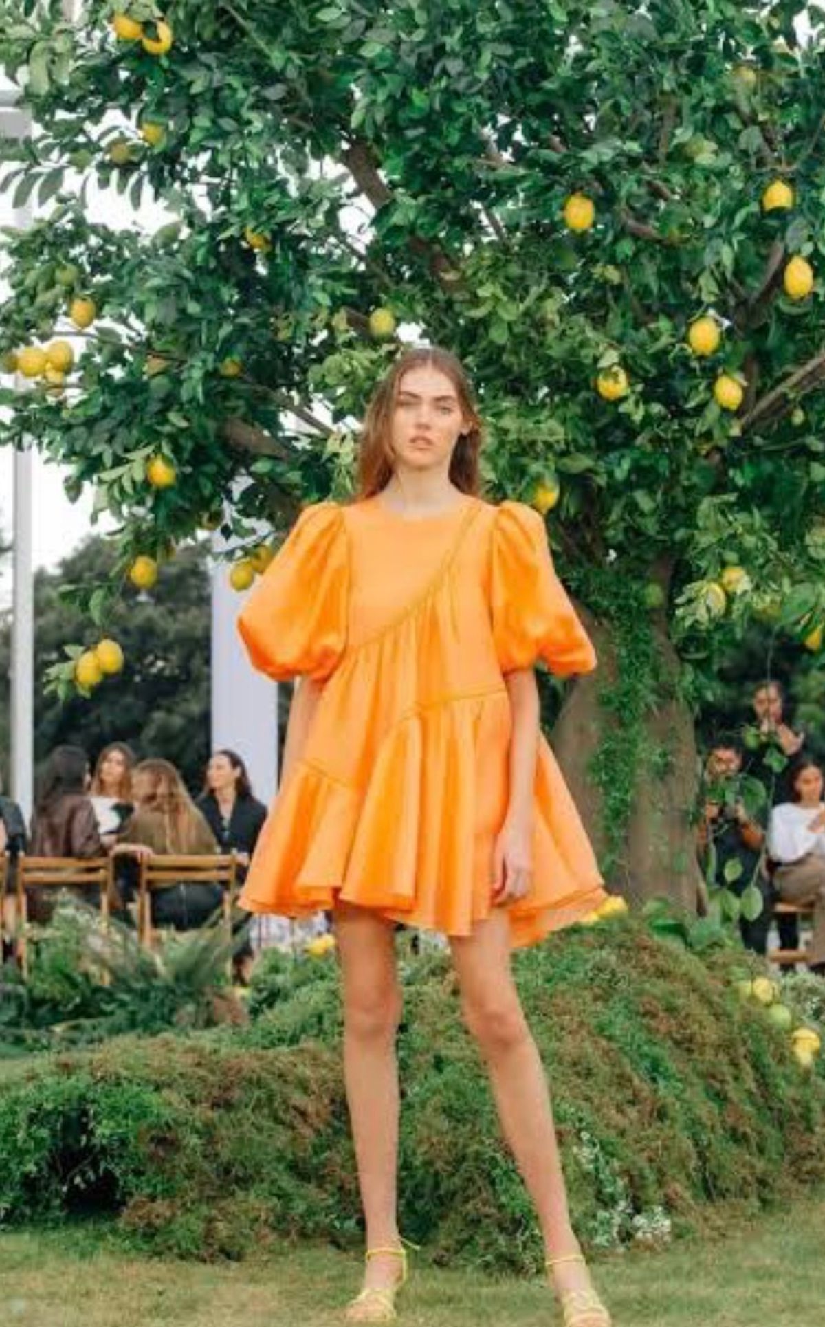 AJE Riviera Puffle Dress Orange - Image 3