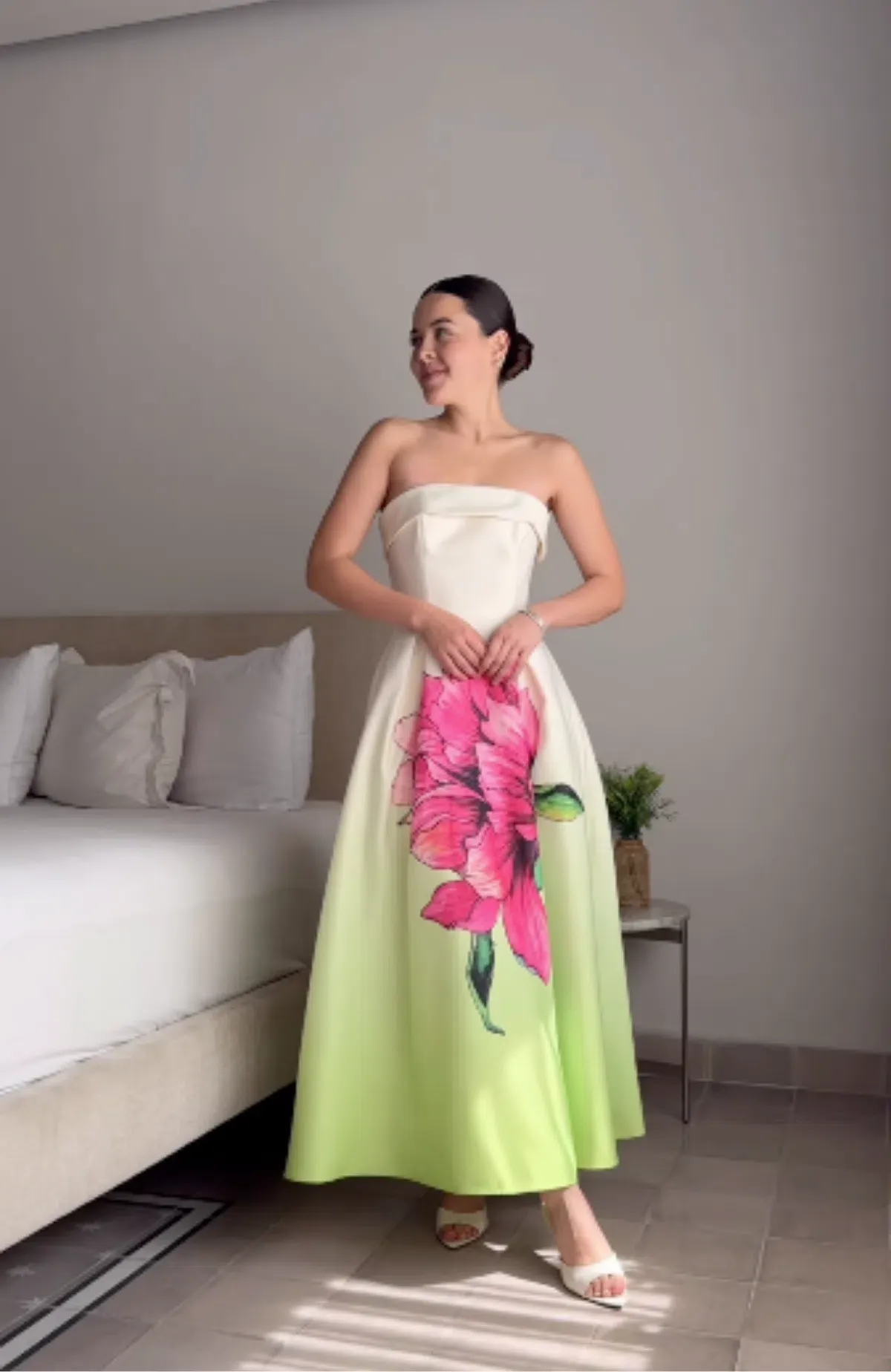 Elliatt Elisia Strapless Gown Green & Pink Floral AU 8 / S - Image 6