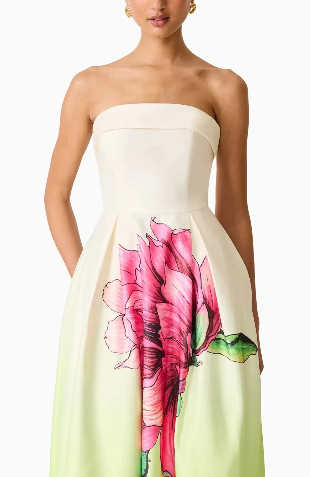 Elliatt Elisia Strapless Gown Green & Pink Floral AU 8 / S - Image 4