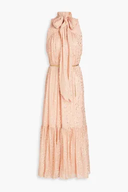 Zimmermann Blush Metallic Lurex Tie Neck Midi Dress – Size 3 / AU 12–14 for rent on The Volte - image 10