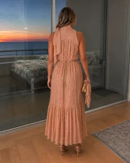 Zimmermann Blush Metallic Lurex Tie Neck Midi Dress – Size 3 / AU 12–14 for rent on The Volte - image 5