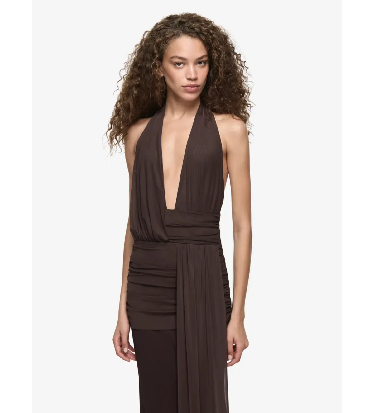 Bec & Bridge Cassis Drape Maxi Dress in Dark Chocolate Size AU6 - Image 2