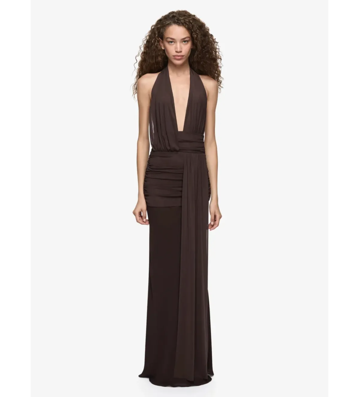 Bec & Bridge Cassis Drape Maxi Dress in Dark Chocolate Size AU6 - Image 1