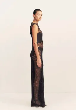 Jamila Lace High Neck Maxi Dress - Black- Size 8 for rent on The Volte - image 3
