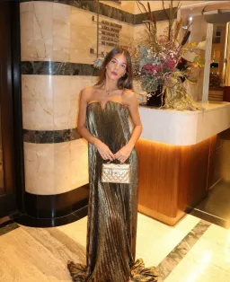 BLACK TIE GOWN- GOLD FOIL- SIZE 6 for rent on The Volte - image 1