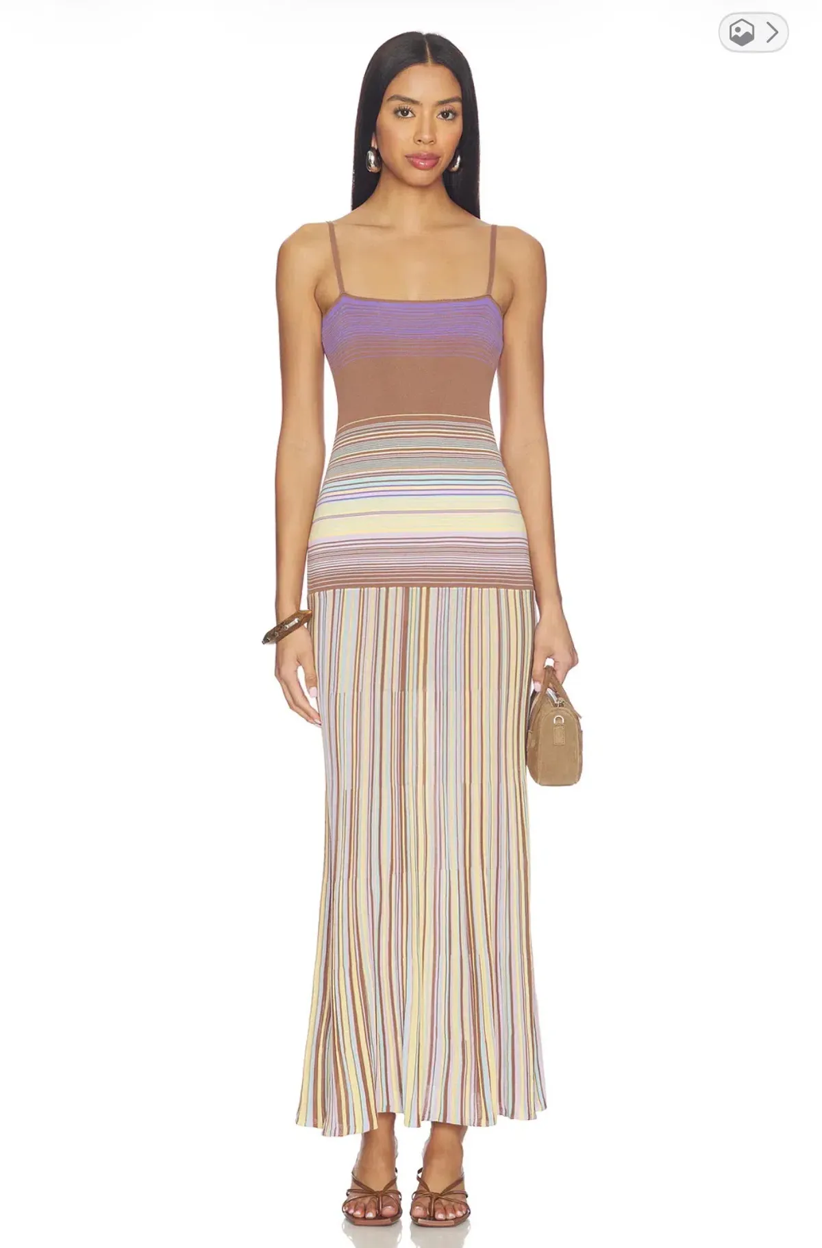 Faithfull the brand Esenia Knit Dress Stripe Mocha size 8 - Image 1