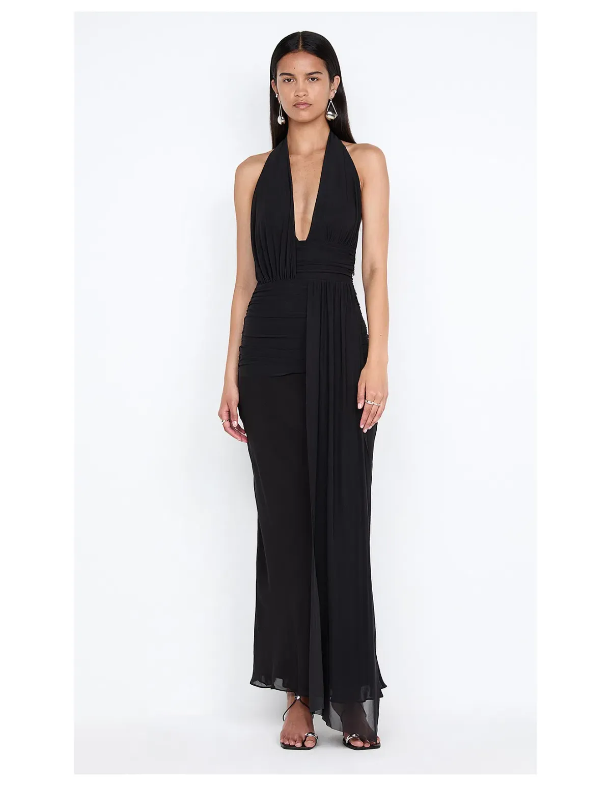 Bec and Bridge Cassis Drape Maxi Dress in Black Size 8 - Image 6