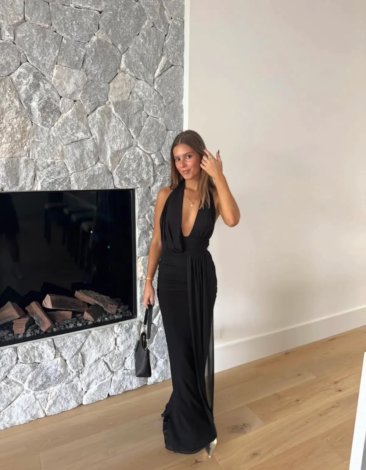 Bec and Bridge Cassis Drape Maxi Dress in Black Size 8 - Image 3