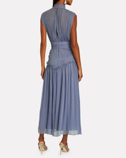 Shona Joy Kayla High Neck Midi Dress Blue Size 8 for rent on The Volte - image 3