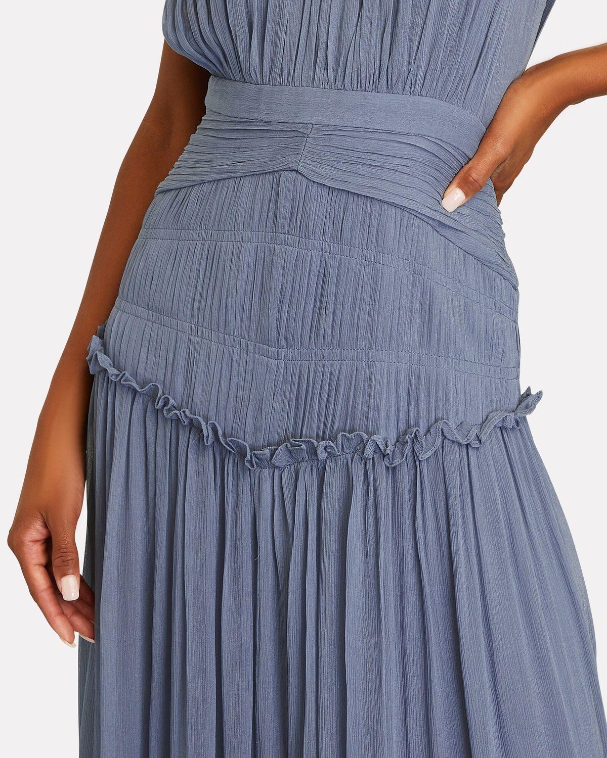 Shona Joy Kayla High Neck Midi Dress Blue Size 8 - Image 2