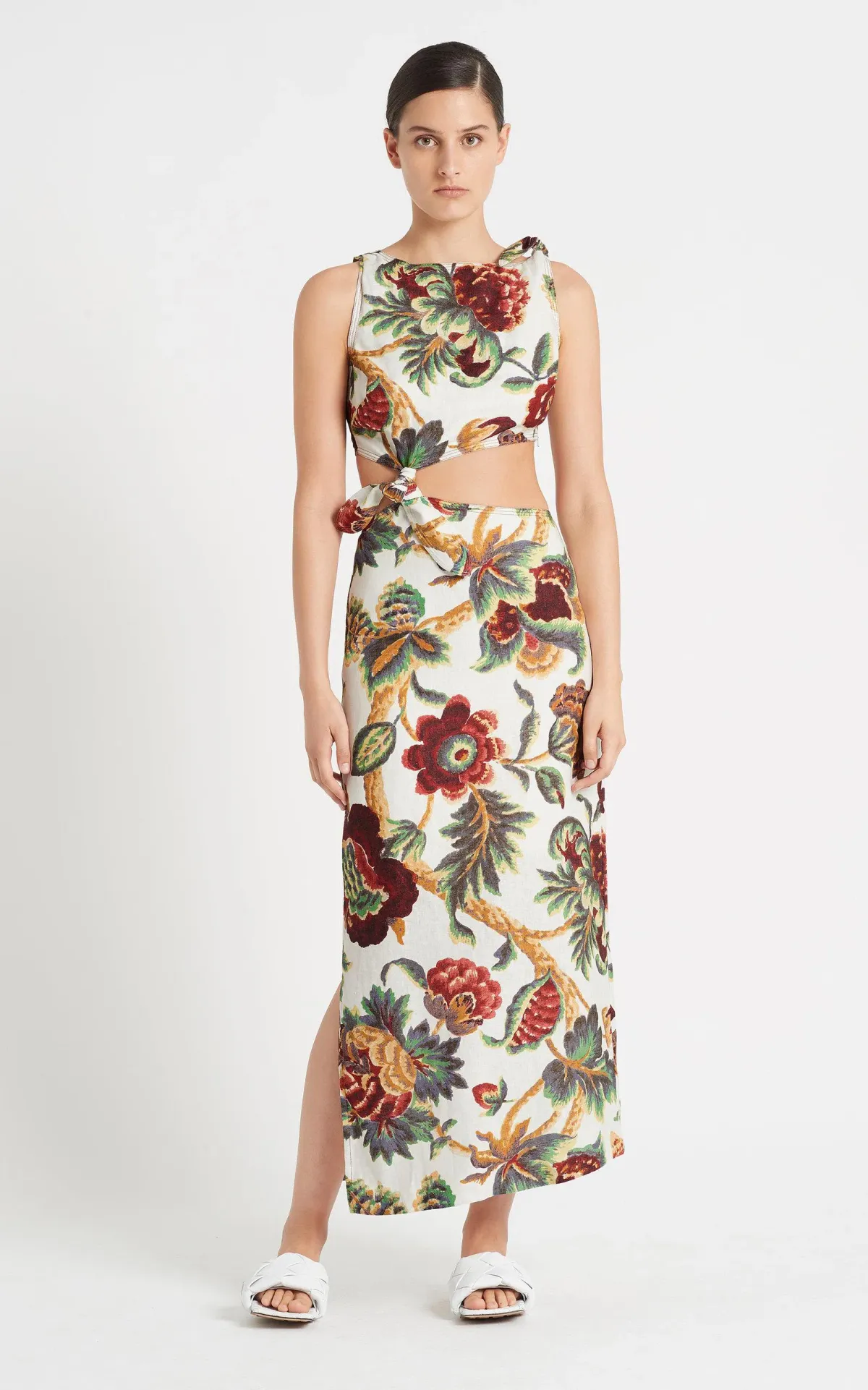 Sir The Label Ambroise Knot Dress Midi Floral Print | AU 8  - Image 1