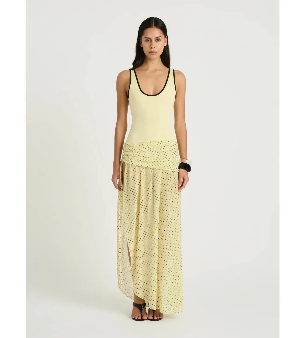 Benni Addison Maxi Dress Butter Micro Polka Size 8 - Image 2