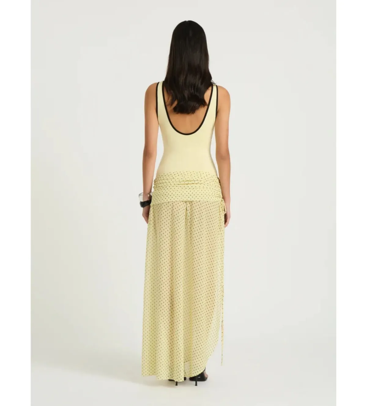 Benni Addison Maxi Dress Butter Micro Polka Size 8 - Image 3