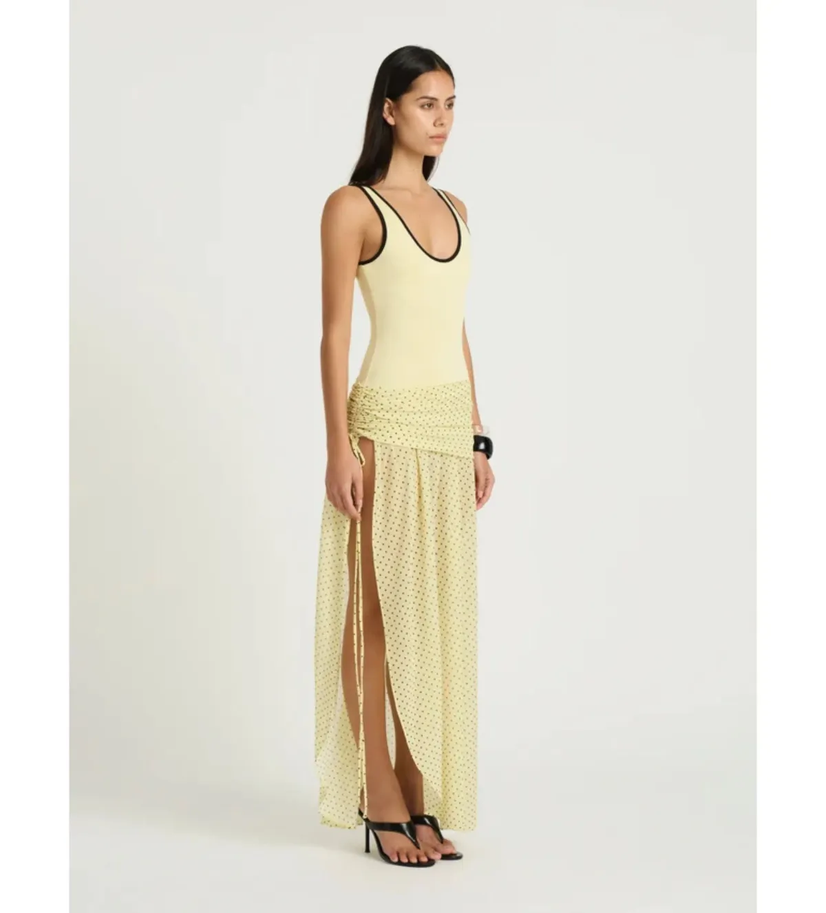 Benni Addison Maxi Dress Butter Micro Polka Size 8 - Image 4