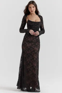 ARTEMIS Black Lace Maxi Dress House of CB size S for rent on The Volte - image 1