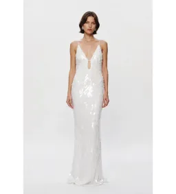 Misha Sapphire Sequin Maxi Dress Ivory Size 6 for rent on The Volte - image 2