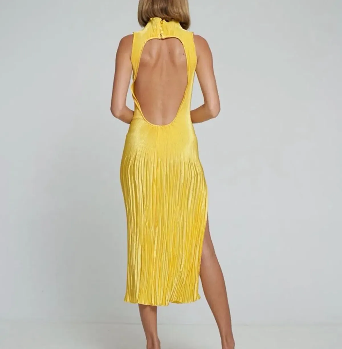 L’Idee Soirée Gisele Midi Dress Canary Size 8 - Image 2