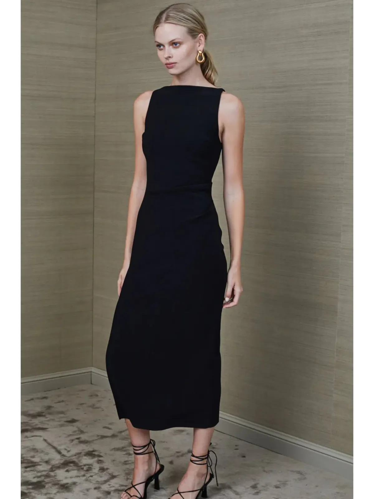 Bec & Bridge Arlette Tuck Midi Dress Black Size AU 6 - Image 3
