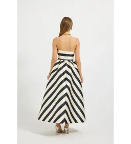 Pasduchas Valerie Strapless Midi Dress in Black/Cream Size AU8 for rent on The Volte - image 3