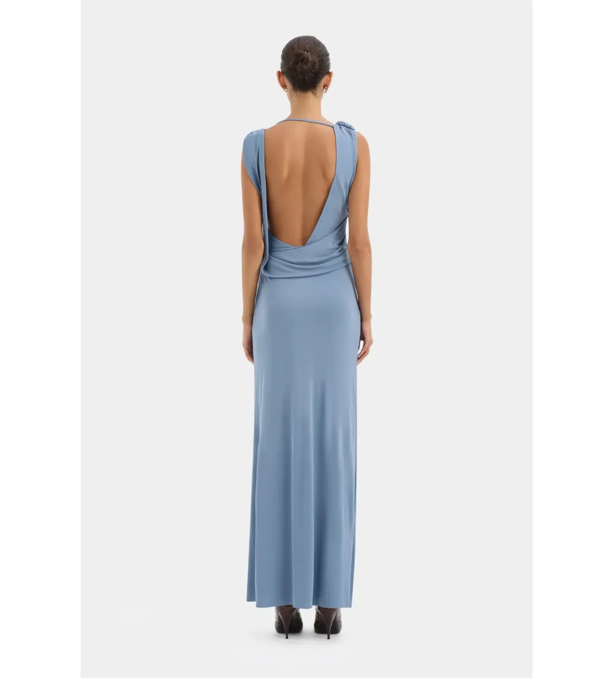 Sir the Label Olenna Twist Low Back Maxi Gown Dusty Blue Size AU 8 - Image 2