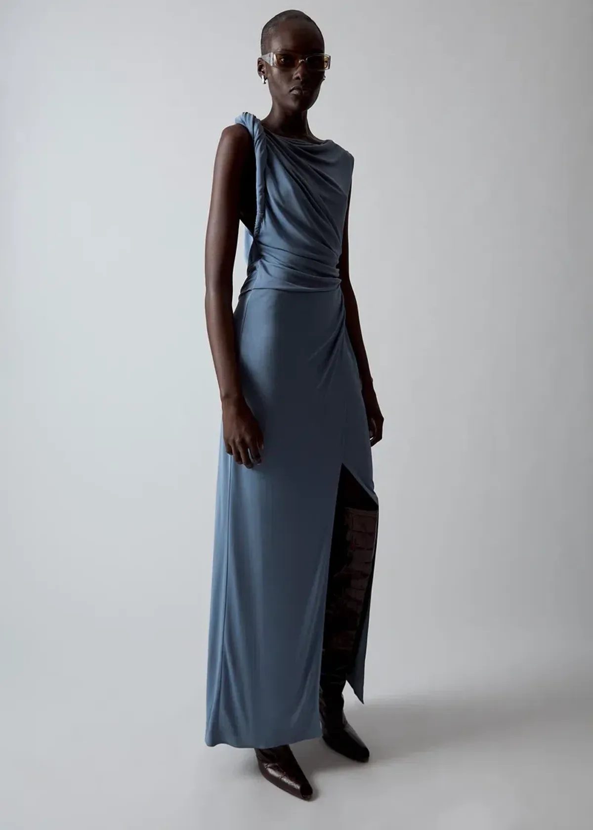 Sir the Label Olenna Twist Low Back Maxi Gown Dusty Blue Size AU 8 - Image 6