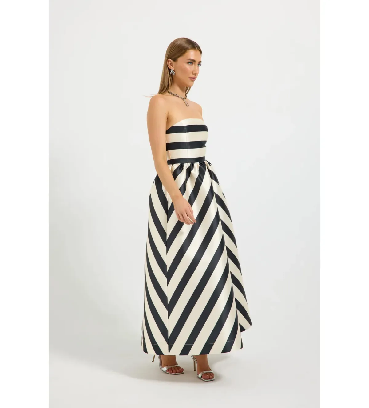 Pasduchas Valerie Strapless Midi Dress in Black/Cream Size AU12 - Image 2
