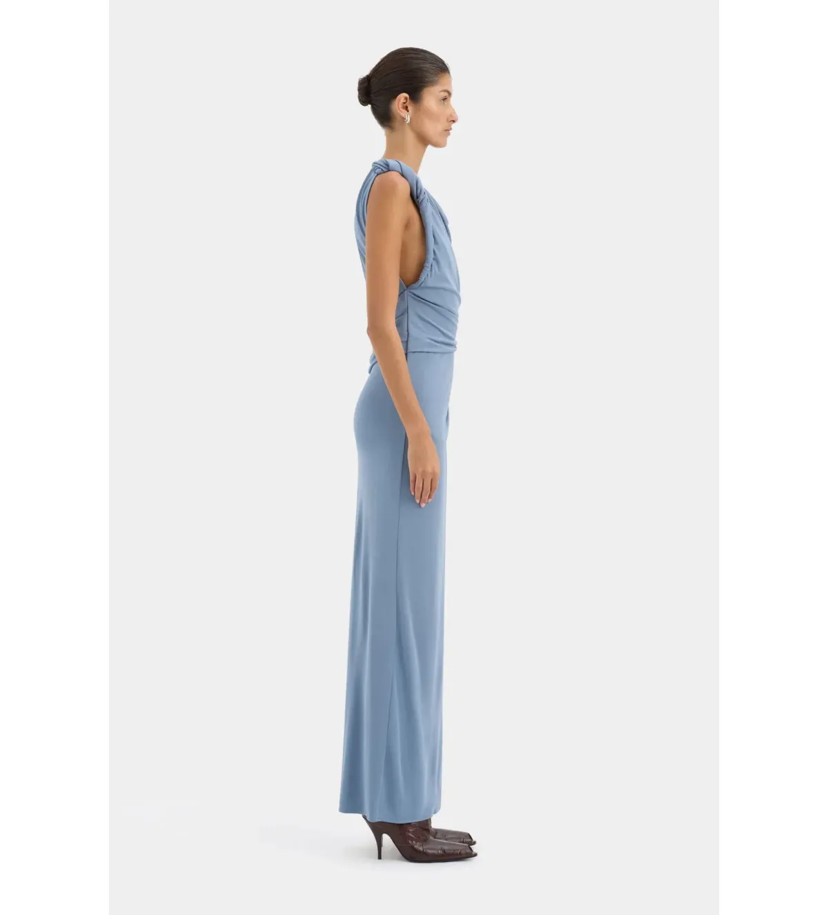 Sir the Label Olenna Twist Low Back Maxi Gown Dusty Blue Size AU 6P - Image 3