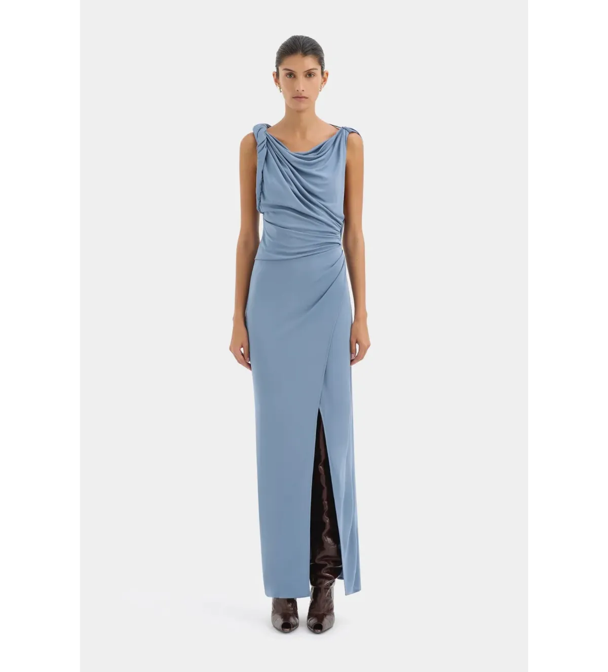 Sir the Label Olenna Twist Low Back Maxi Gown Dusty Blue Size AU 6P - Image 1