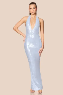 Nookie Siren Maxi Gown in Baby Blue Sequin Size M / AU 10 for rent on The Volte - image 4