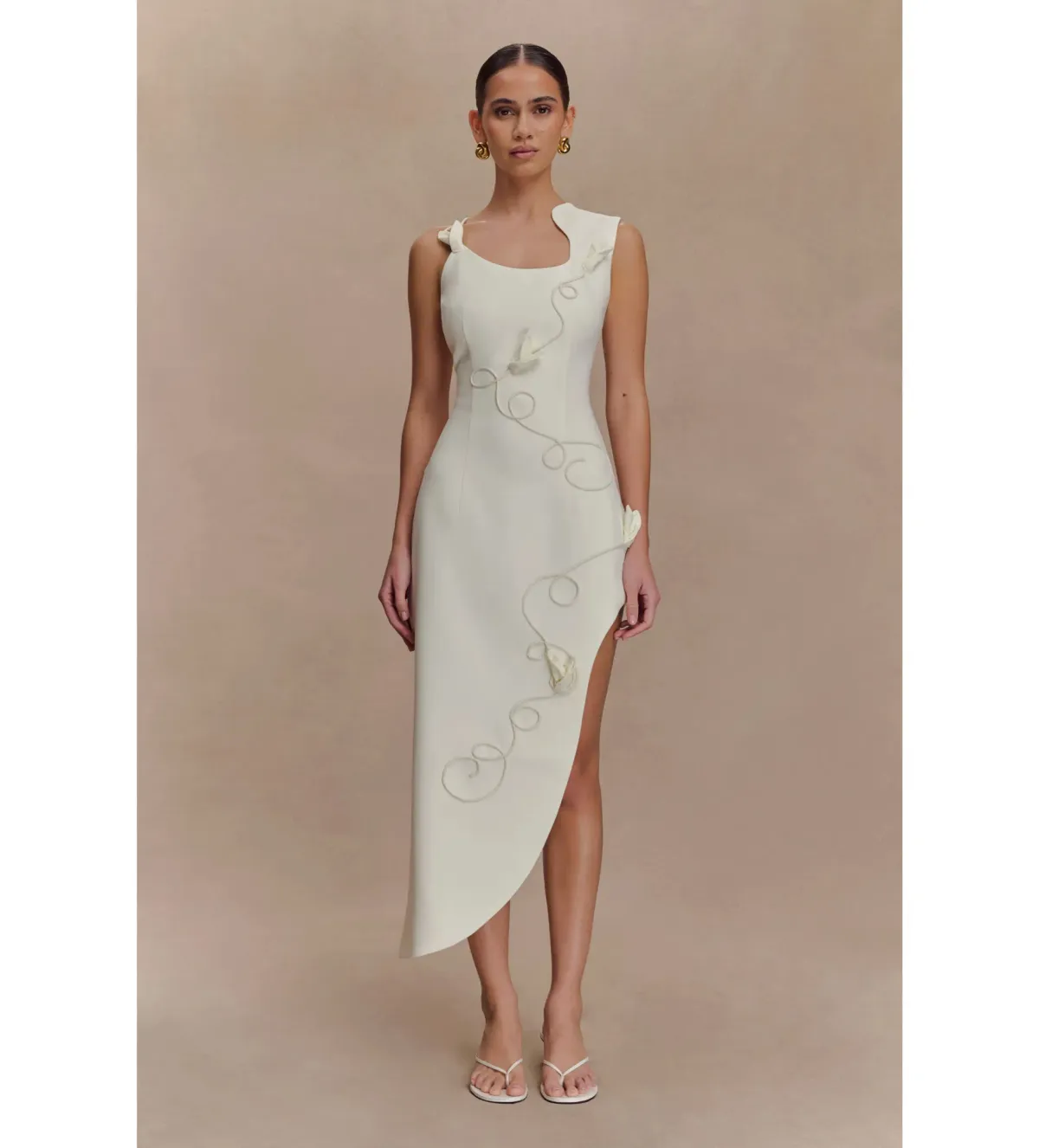 MESHKI Virginia Suiting Embroidered Midi Dress White Size XS / AU 6 - Image 2